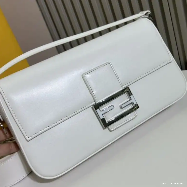 Cheap Smooth Medium White Fendi Baguette Bag Leather Tiffany In 0703